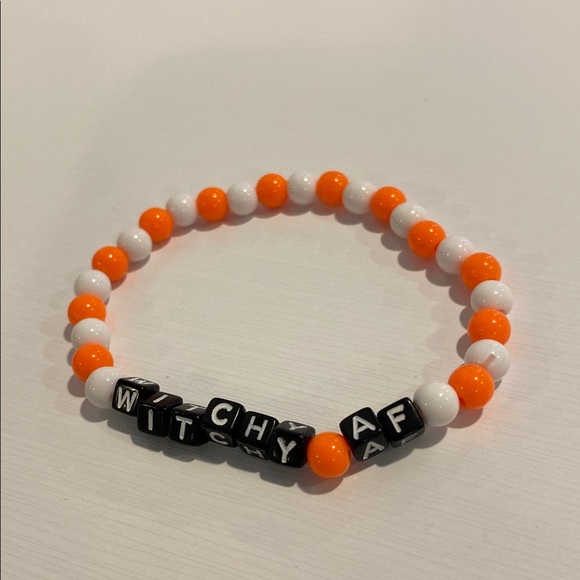 Handmade Jewelry - Orange and White Beaded Bracelet